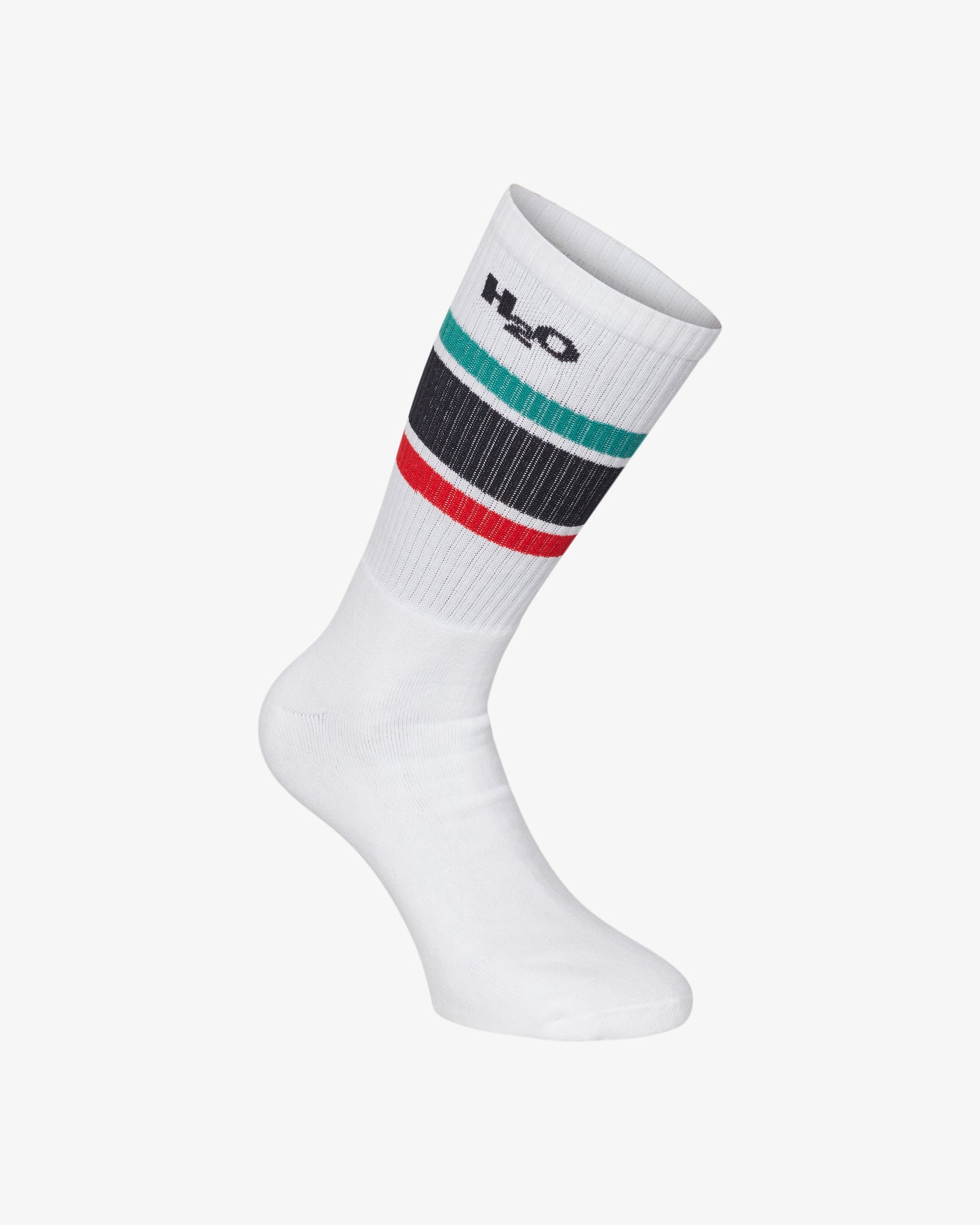 Crew strømpe - White/Green/Red/Navy