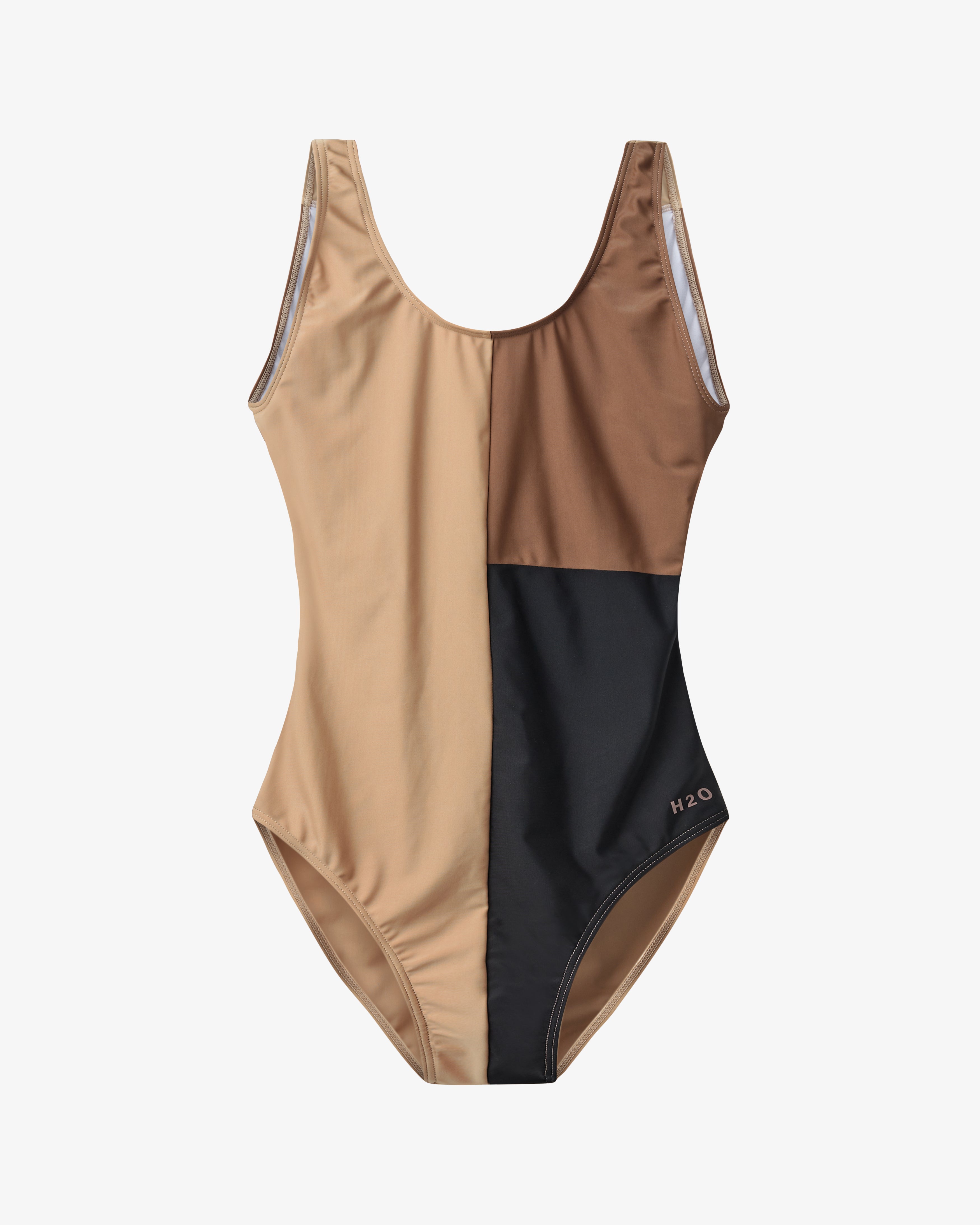 Møn Colorblock Swim Suit - Oak/Black – H2O com