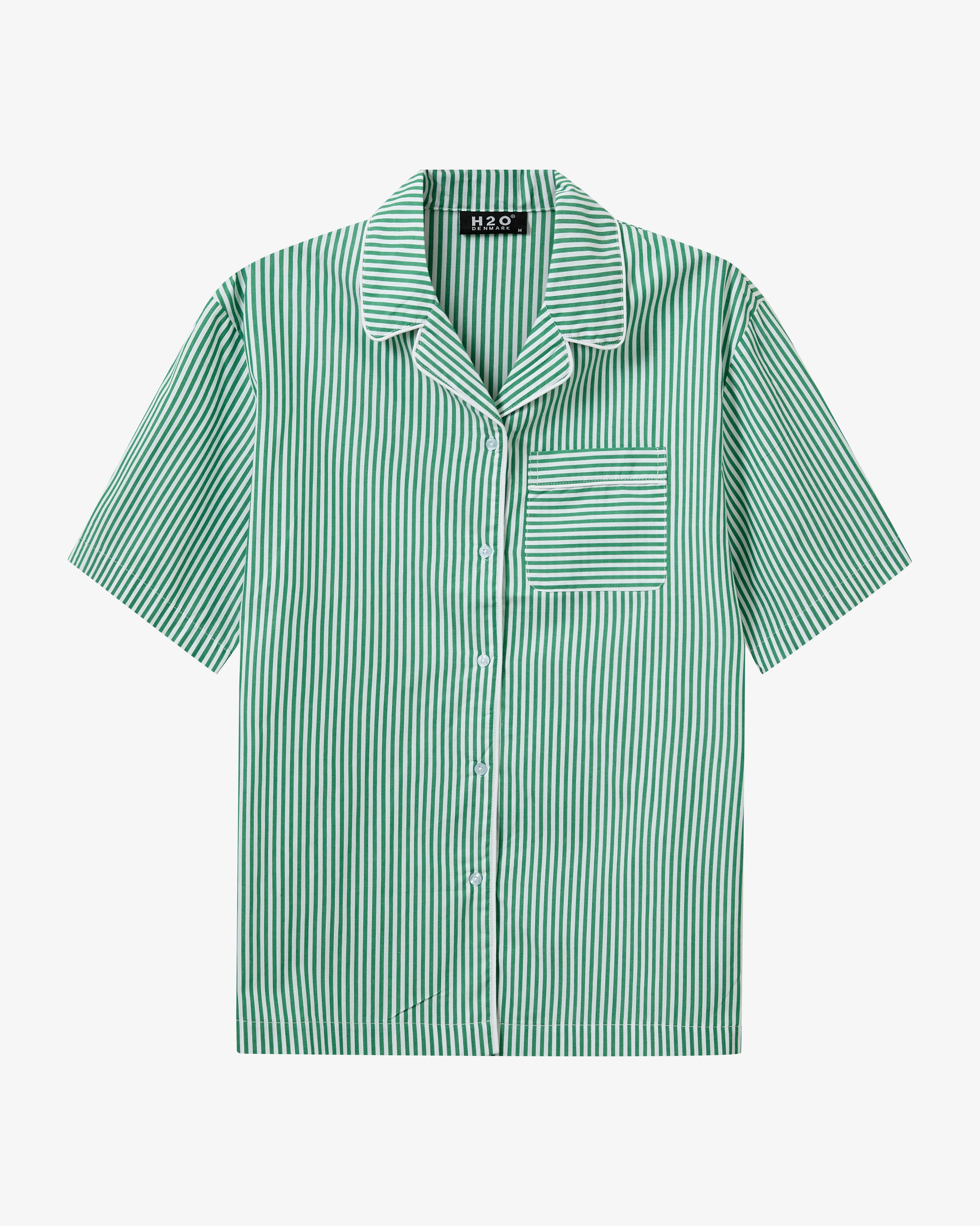 Rønne Essential Pajamas Shirt - Green/White