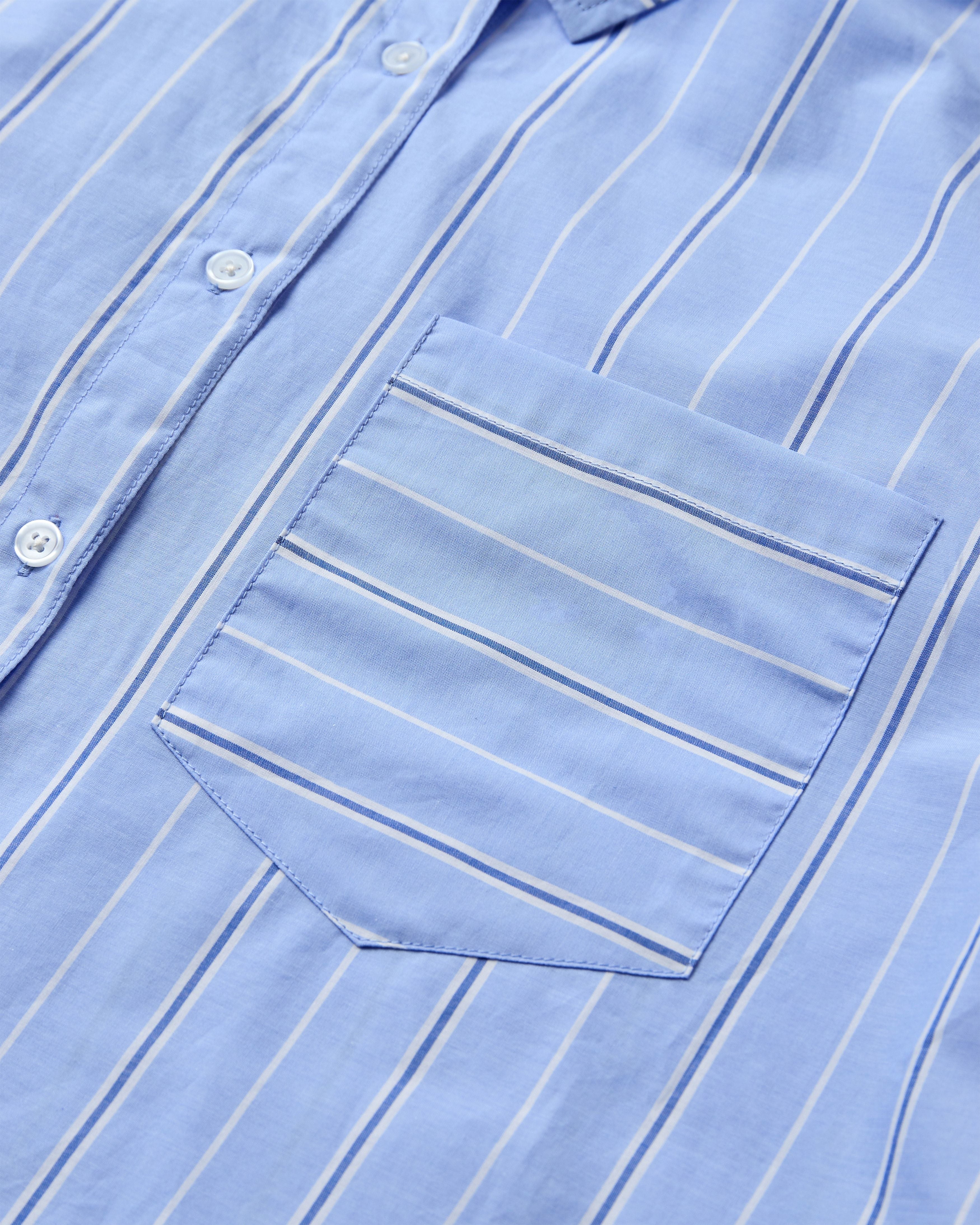 H2O Basic Rønne Pyjamas Shirt Pants 7046 Light Blue/White/Blue