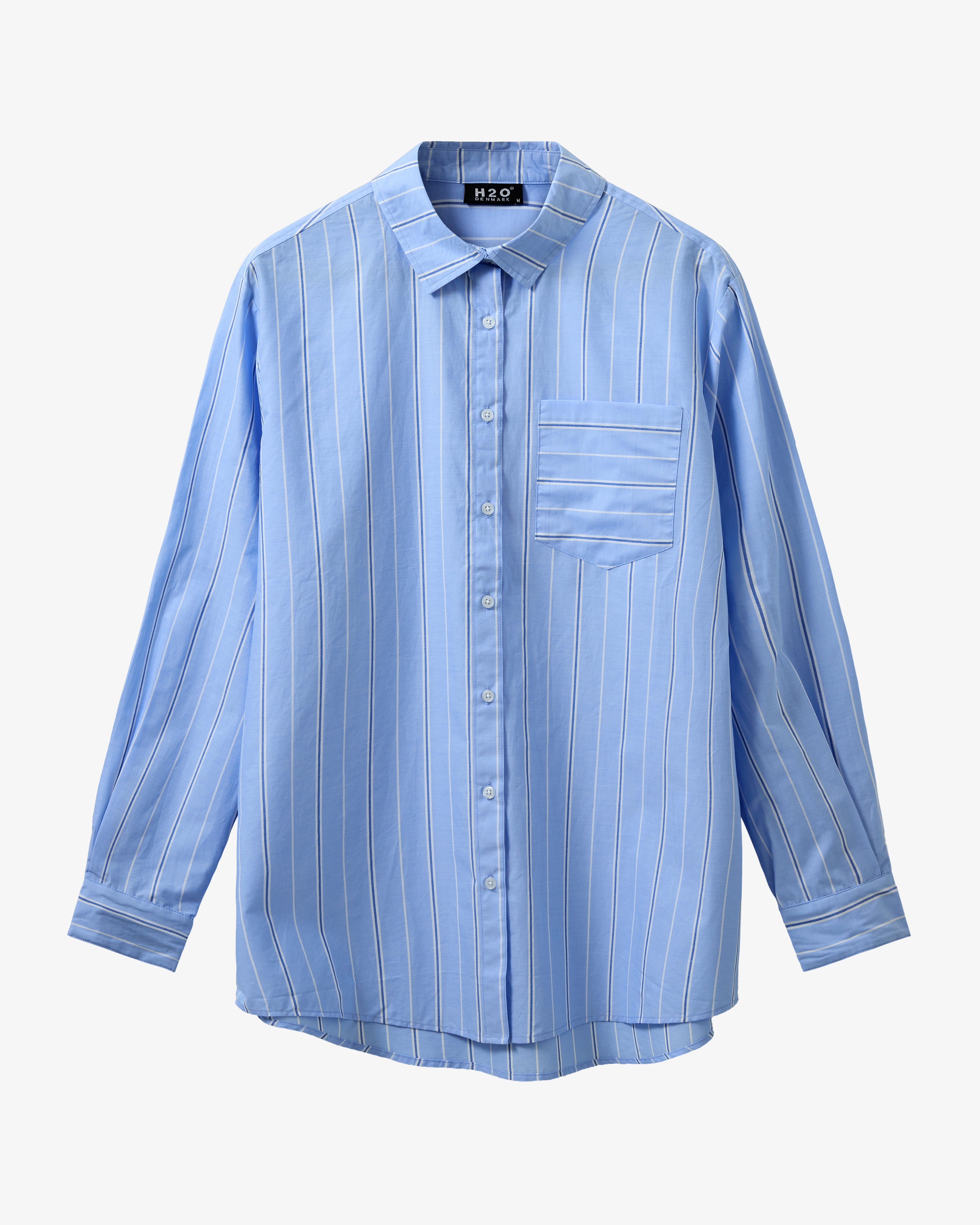 Rønne Essential Pajamas Shirt L/S - Light Blue/White/Blue