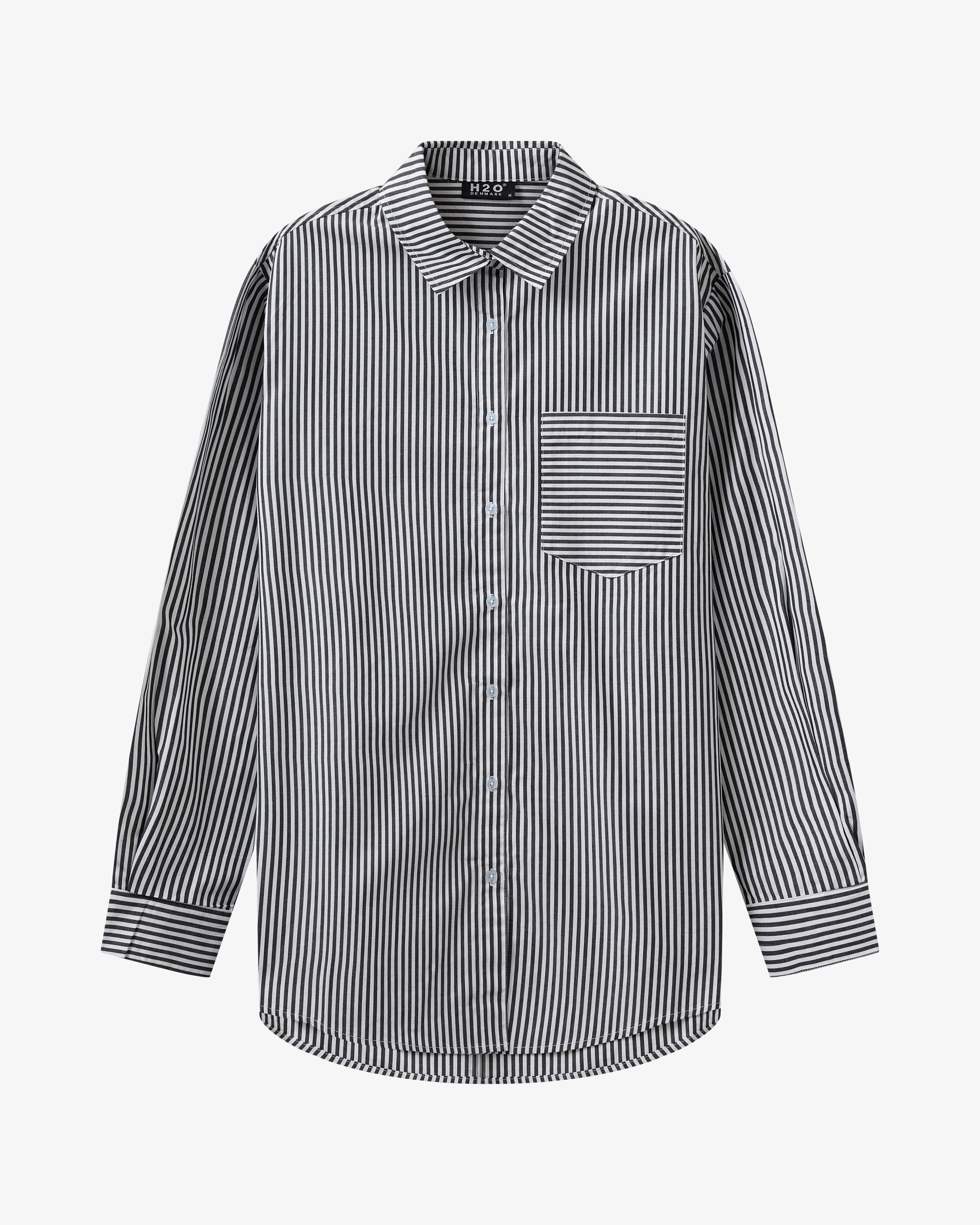 Rønne Pyjamas Shirt L/S - Black/White Stripe