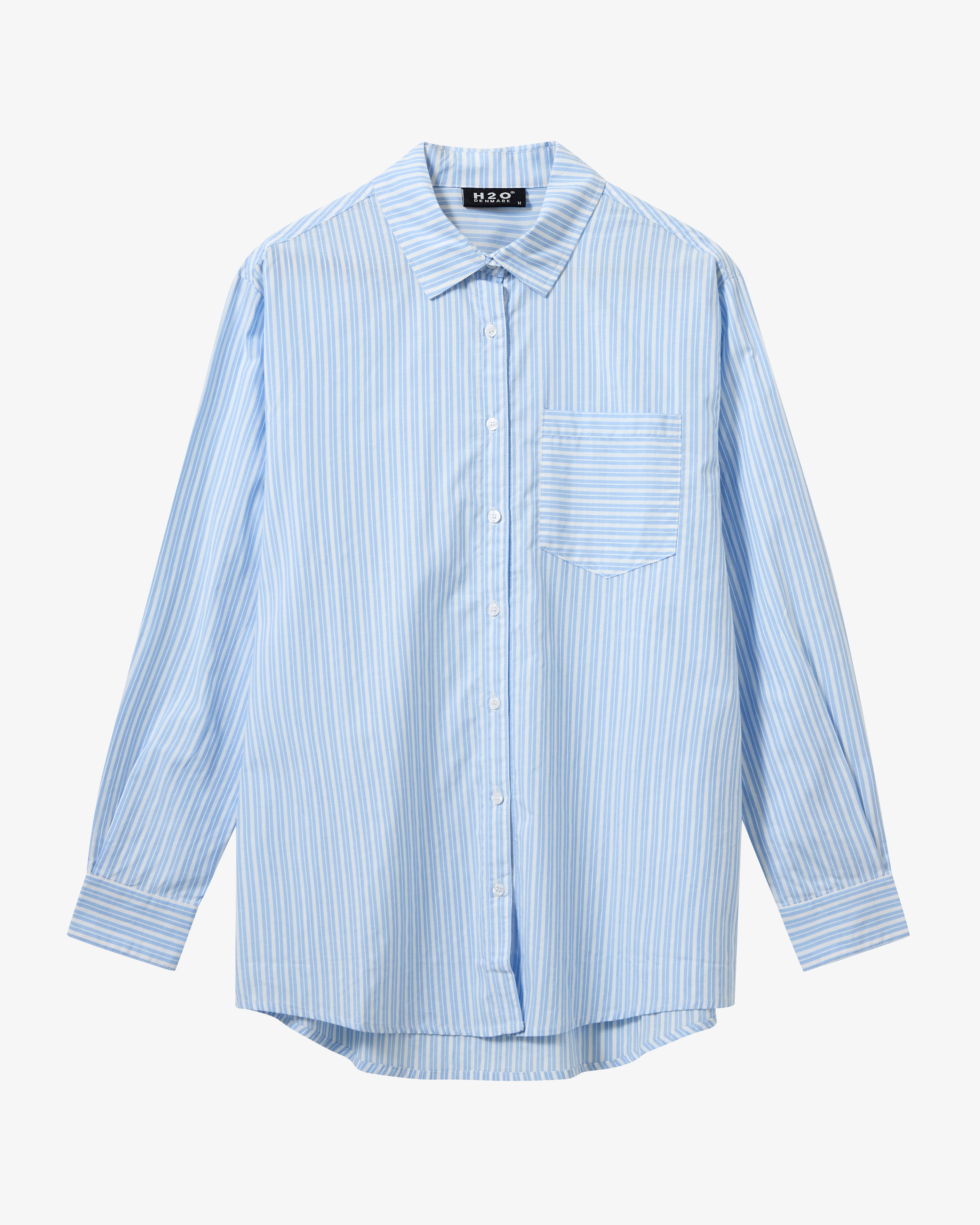Rønne Pyjamas Skjorte - Light Blue/White