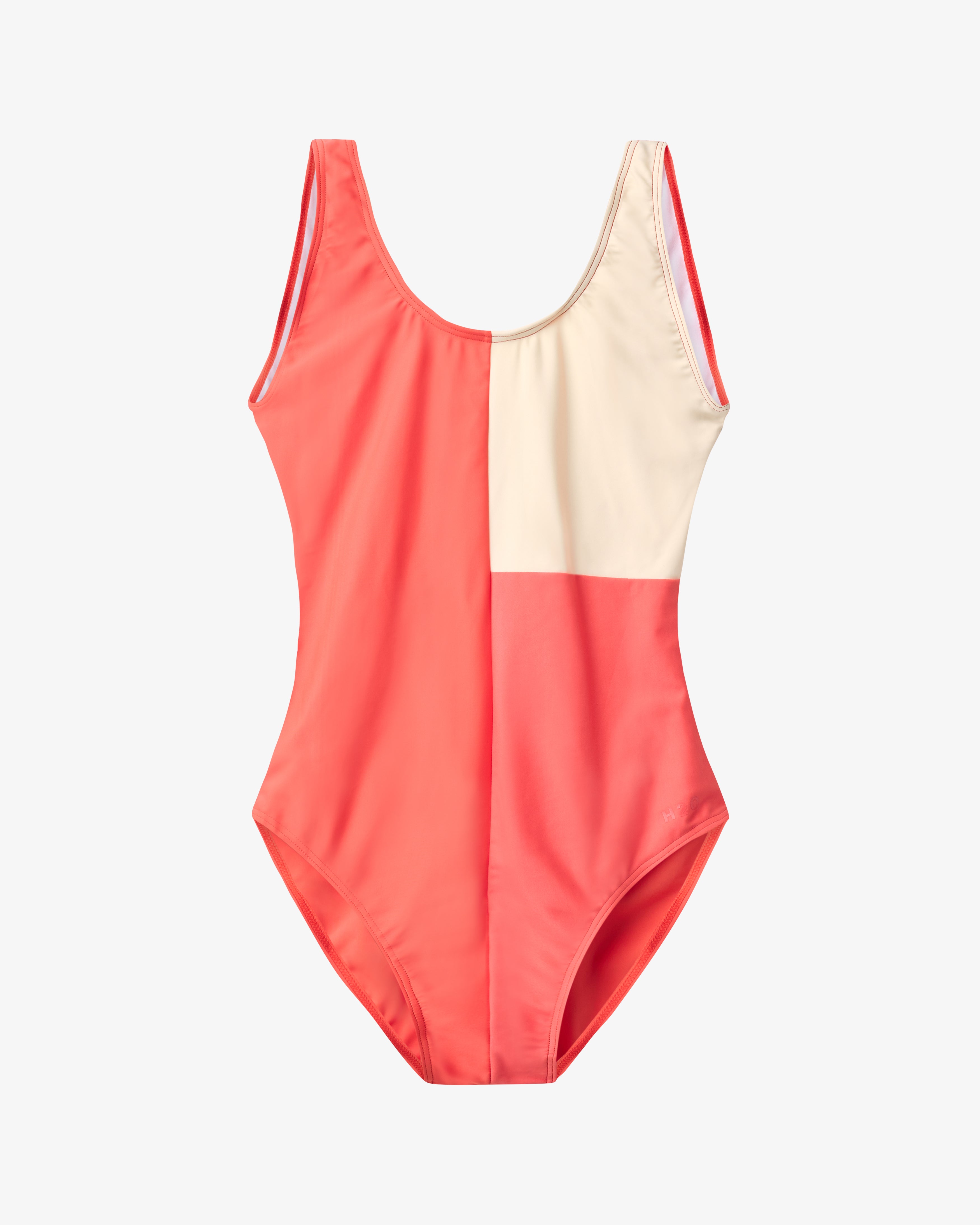 Møn Colorblock Swim Suit - Pumpkin/Light Peach